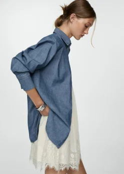 MANGO Koszule I Bluzki*Koszula dżinsowa z kieszenią