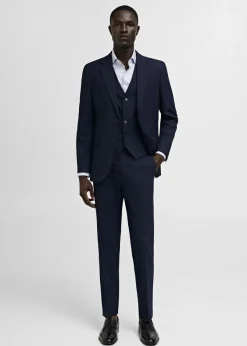 MANGO Koszule*Koszula garniturowa slim fit z diagonalu w prążki