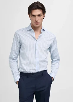 MANGO Koszule|Koszule*Koszula garniturowa slim fit z bawełny w paski