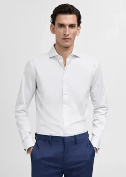 MANGO Koszule|Koszule*Koszula garniturowa slim fit z diagonalu ze spinkami w mankietach