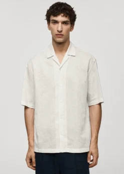 MANGO Koszule*Koszula haftowana relaxed fit z 100% bawełny