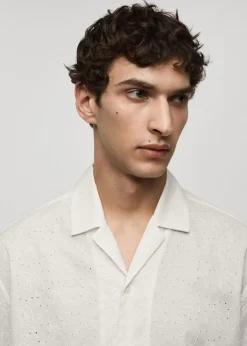 MANGO Koszule*Koszula haftowana relaxed fit z 100% bawełny