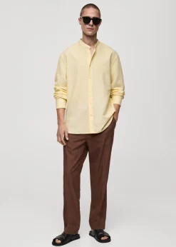 MANGO Koszule*Koszula lniana classic fit ze stójką