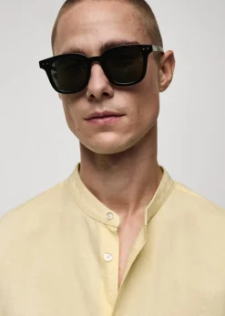MANGO Koszule*Koszula lniana classic fit ze stójką