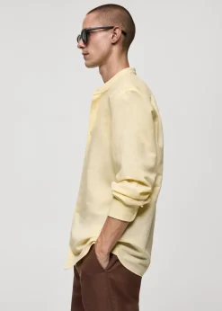 MANGO Koszule*Koszula lniana classic fit ze stójką