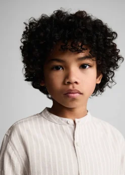 Dzieci MANGO Koszule*Koszula lniana w paski ze stójką