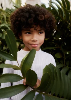 Dzieci MANGO Koszule*Koszula lniana w paski ze stójką