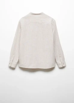 Dzieci MANGO Koszule*Koszula lniana w paski ze stójką