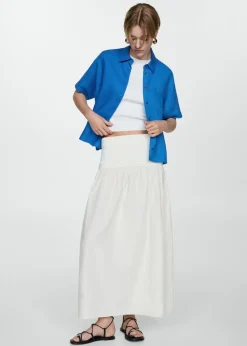 MANGO Koszule I Bluzki*Koszula lniana z krótkim rękawem