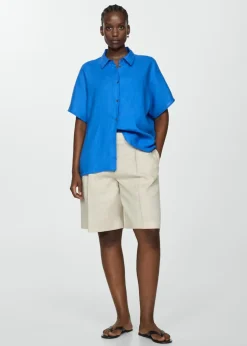 MANGO Koszule I Bluzki*Koszula lniana z krótkim rękawem