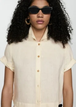 MANGO Koszule I Bluzki*Koszula lniana z krótkim rękawem