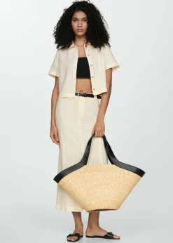 MANGO Koszule I Bluzki*Koszula lniana z krótkim rękawem