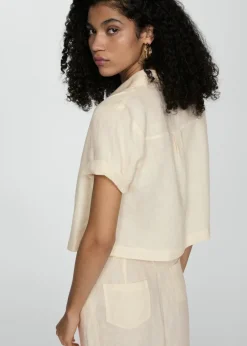 MANGO Koszule I Bluzki*Koszula lniana z krótkim rękawem