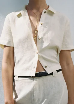 MANGO Koszule I Bluzki*Koszula lniana z krótkim rękawem