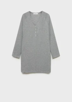 MANGO Piżamy|Piżamy*Koszula nocna z prążkowanej dzianiny