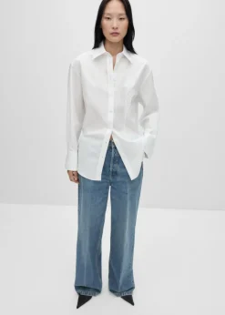 MANGO Koszule I Bluzki*Koszula oversize z popeliny z haftem