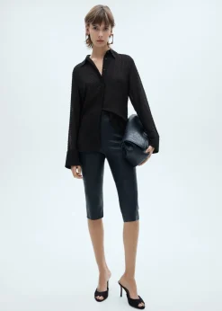 MANGO Koszule I Bluzki*Koszula plumeti z krytym zapięciem na guziki