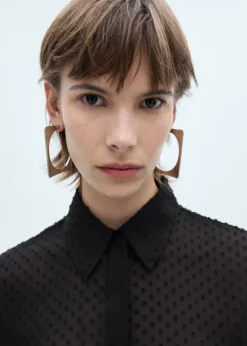 MANGO Koszule I Bluzki*Koszula plumeti z krytym zapięciem na guziki