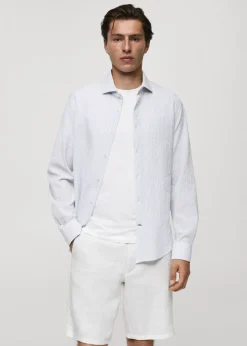 MANGO Koszule*Koszula regular fit z bawełnianej kory w paski