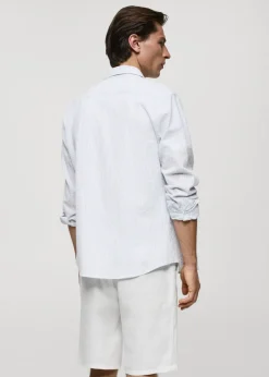 MANGO Koszule*Koszula regular fit z bawełnianej kory w paski