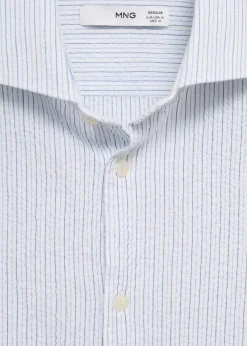 MANGO Koszule*Koszula regular fit z bawełnianej kory w paski