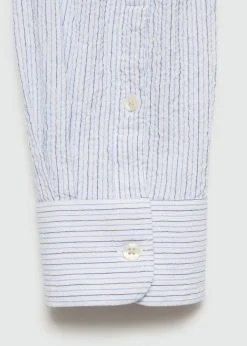 MANGO Koszule*Koszula regular fit z bawełnianej kory w paski