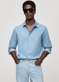 MANGO Koszule*Koszula regular fit z bawełnianego batystu