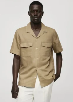 MANGO Koszule*Koszula regular fit z lnu i bawełny