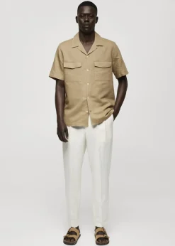 MANGO Koszule*Koszula regular fit z lnu i bawełny