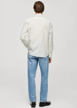 MANGO Koszule*Koszula regular fit z lnu i bawełny w paski