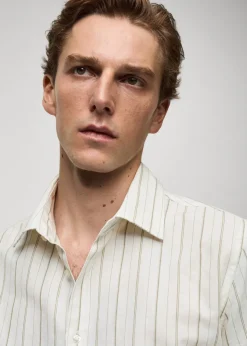 MANGO Koszule*Koszula regular fit z lnu i bawełny w paski