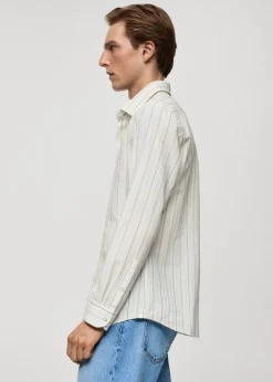 MANGO Koszule*Koszula regular fit z lnu i bawełny w paski