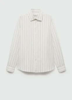 MANGO Koszule*Koszula regular fit z lnu i bawełny w paski