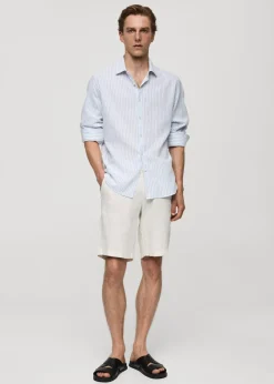 MANGO Koszule*Koszula regular fit z lnu i bawełny w paski