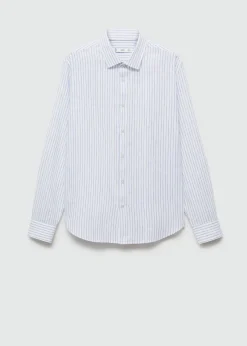 MANGO Koszule*Koszula regular fit z lnu i bawełny w paski