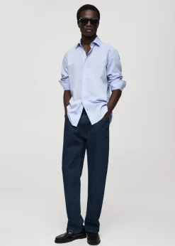 MANGO Koszule*Koszula regular fit z tkaniny bawełnianej fil-à-fil