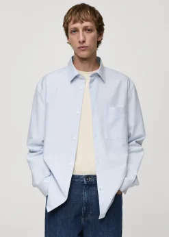 MANGO Koszule*Koszula relaxed fit z bawełnianej tkaniny oxford