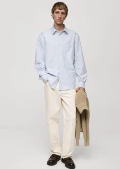MANGO Koszule*Koszula relaxed fit z bawełnianej tkaniny oxford