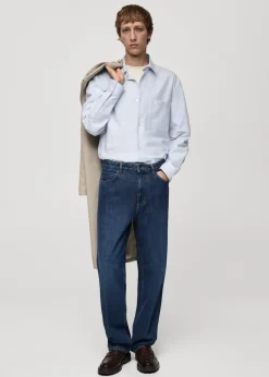 MANGO Koszule*Koszula relaxed fit z bawełnianej tkaniny oxford