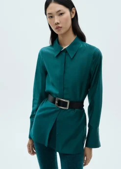 MANGO Koszule I Bluzki*Koszula satynowa z krytym zapięciem na guziki