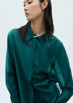 MANGO Koszule I Bluzki*Koszula satynowa z krytym zapięciem na guziki
