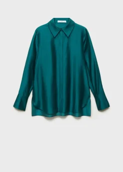 MANGO Koszule I Bluzki*Koszula satynowa z krytym zapięciem na guziki
