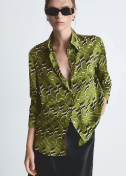 MANGO Koszule I Bluzki*Koszula satynowa ze wzorem