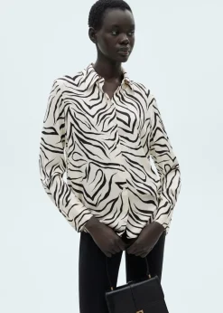 MANGO Koszule I Bluzki*Koszula satynowa ze wzorem