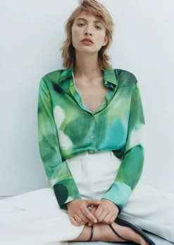 MANGO Koszule I Bluzki*Koszula satynowa ze wzorem