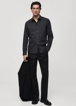 MANGO Koszule*Koszula slim fit z bawełny w prążki