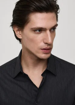 MANGO Koszule*Koszula slim fit z bawełny w prążki