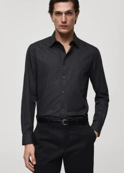 MANGO Koszule*Koszula slim fit z bawełny w prążki