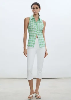 MANGO Koszule I Bluzki*Koszula w kratę bez rękawów