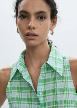 MANGO Koszule I Bluzki*Koszula w kratę bez rękawów